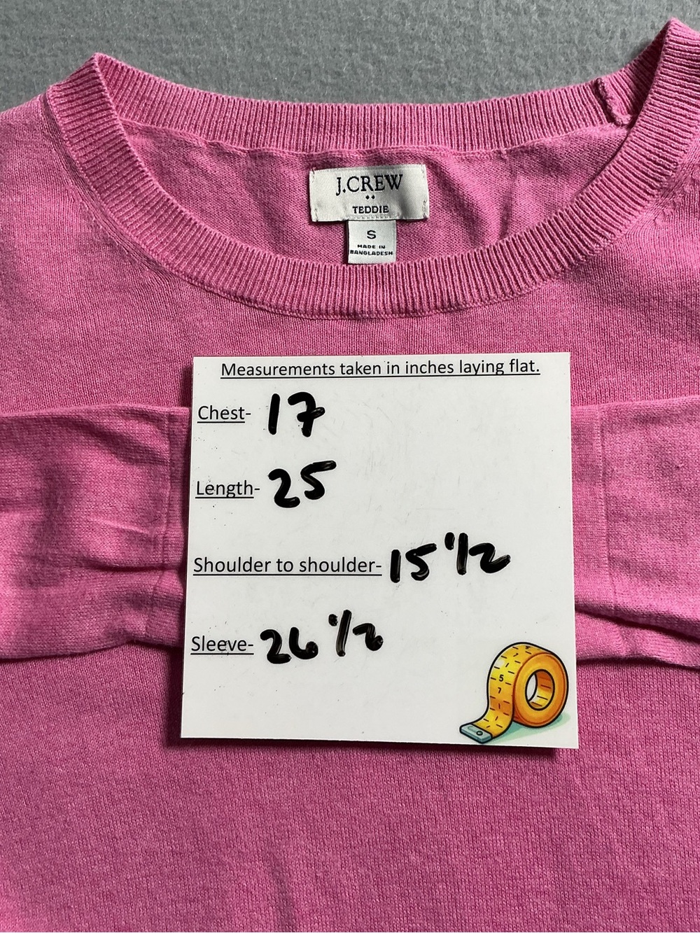 J.Crew Teddie Light Pink 100% Cotton Crewneck Sweater Women’s Small - Picture 2 of 9